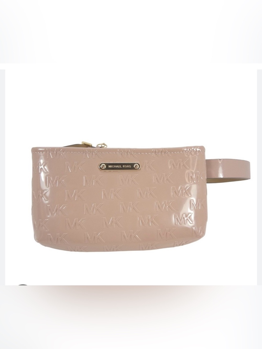 Michael Kors Glossy Embossed MK Logo Belt Bag in Blush